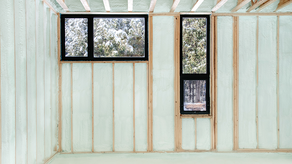 Huntsman Building Closed-cell foam insulation in a commercial building.